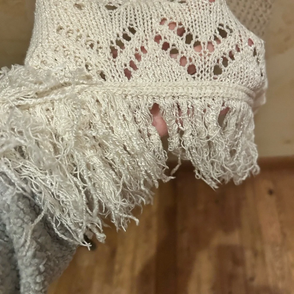 Boho Crochet Fringe Vest | Cream & Tan | Cato Size L Bundle 3+ items & save 20%! - Picture 4 of 5